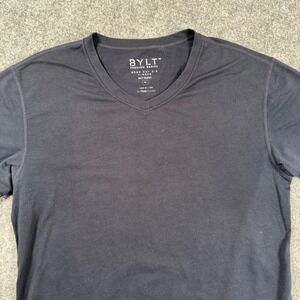 BYLT T-Shirt Medium Navy Blue V-Neck Premium Basics Drop Cut Blend Men's